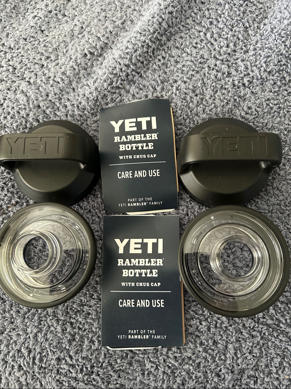 YETI “New” replacement Chug Cap for the Rambler Bottle in Black (2 sets)